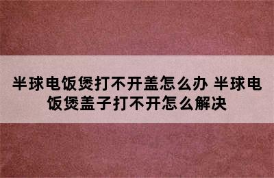 半球电饭煲打不开盖怎么办 半球电饭煲盖子打不开怎么解决